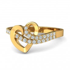 22K Gold Casting Heart-In Shaped Signature Ring for Women's